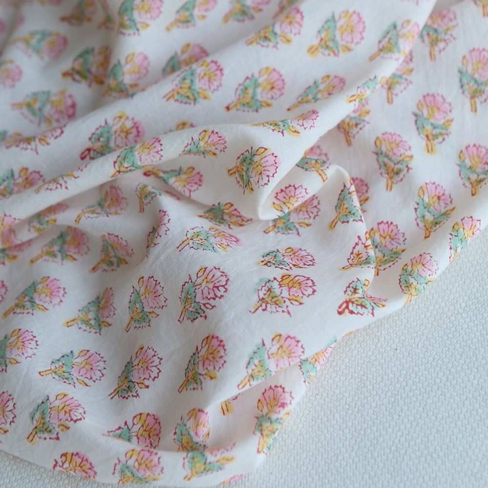 Nalini B - Tissu indien en coton imprimé main Hand Block Artisanal