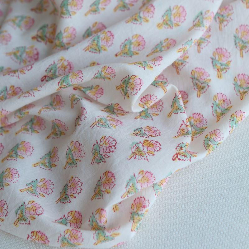 Nalini B - Tissu indien en coton imprimé main Hand Block Artisanal