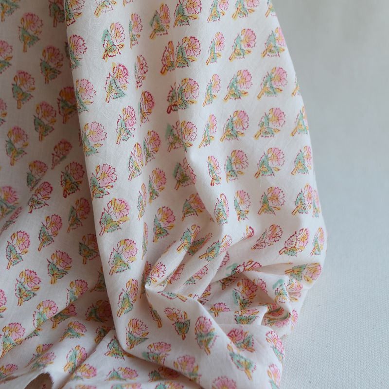 Nalini B - Tissu indien en coton imprimé main Hand Block Artisanal