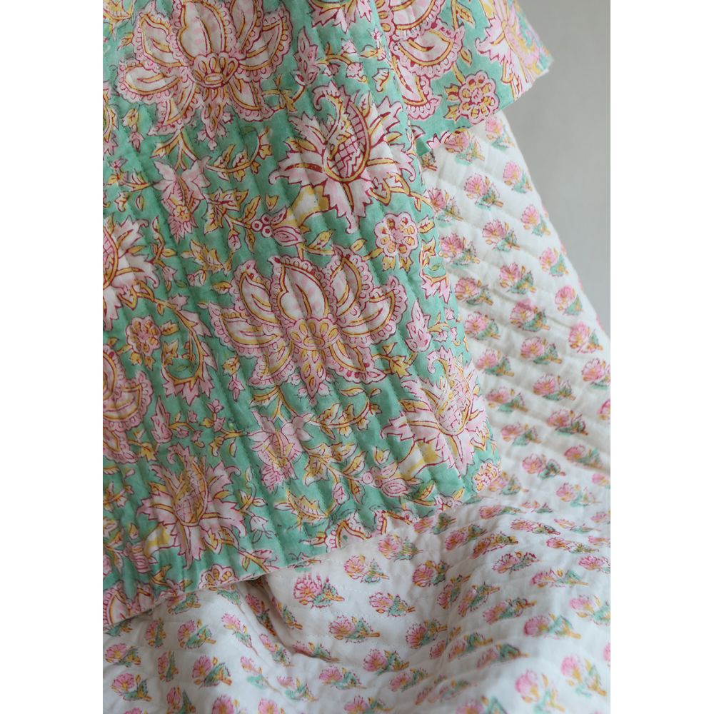 Nalini - Tissu indien matelassé double face coton hand block largeur 100cm