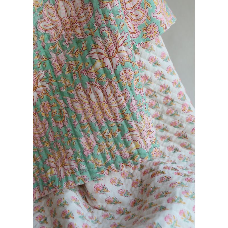 Nalini - Tissu indien matelassé double face coton hand block largeur 100cm