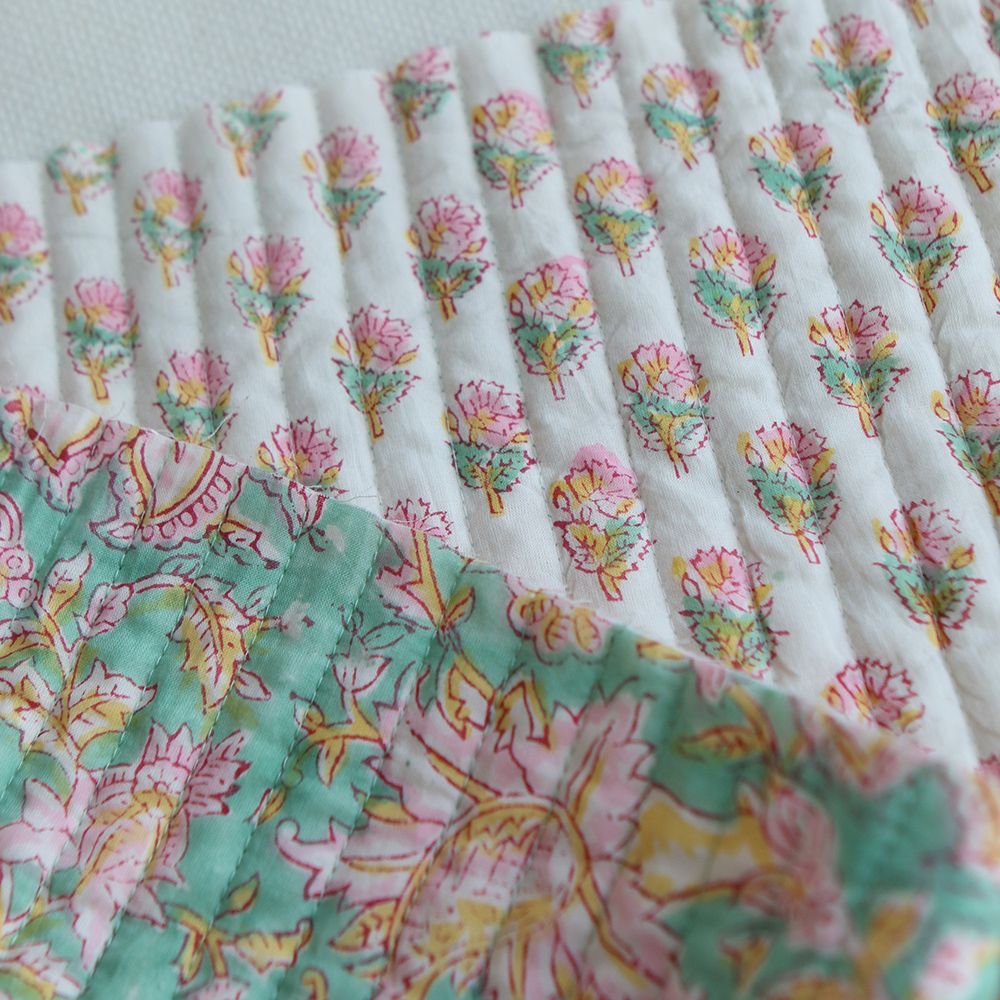 Nalini - Tissu indien matelassé double face coton hand block largeur 100cm