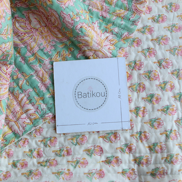 Nalini - Tissu indien matelassé double face coton hand block largeur 100cm