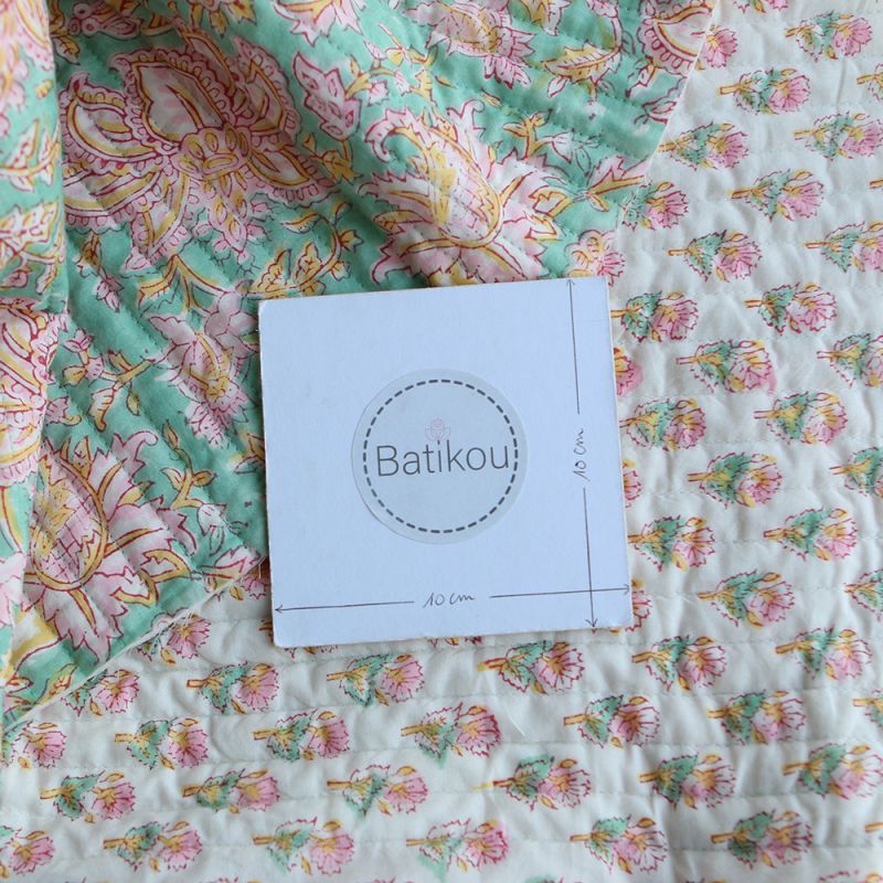 Nalini - Tissu indien matelassé double face coton hand block largeur 100cm