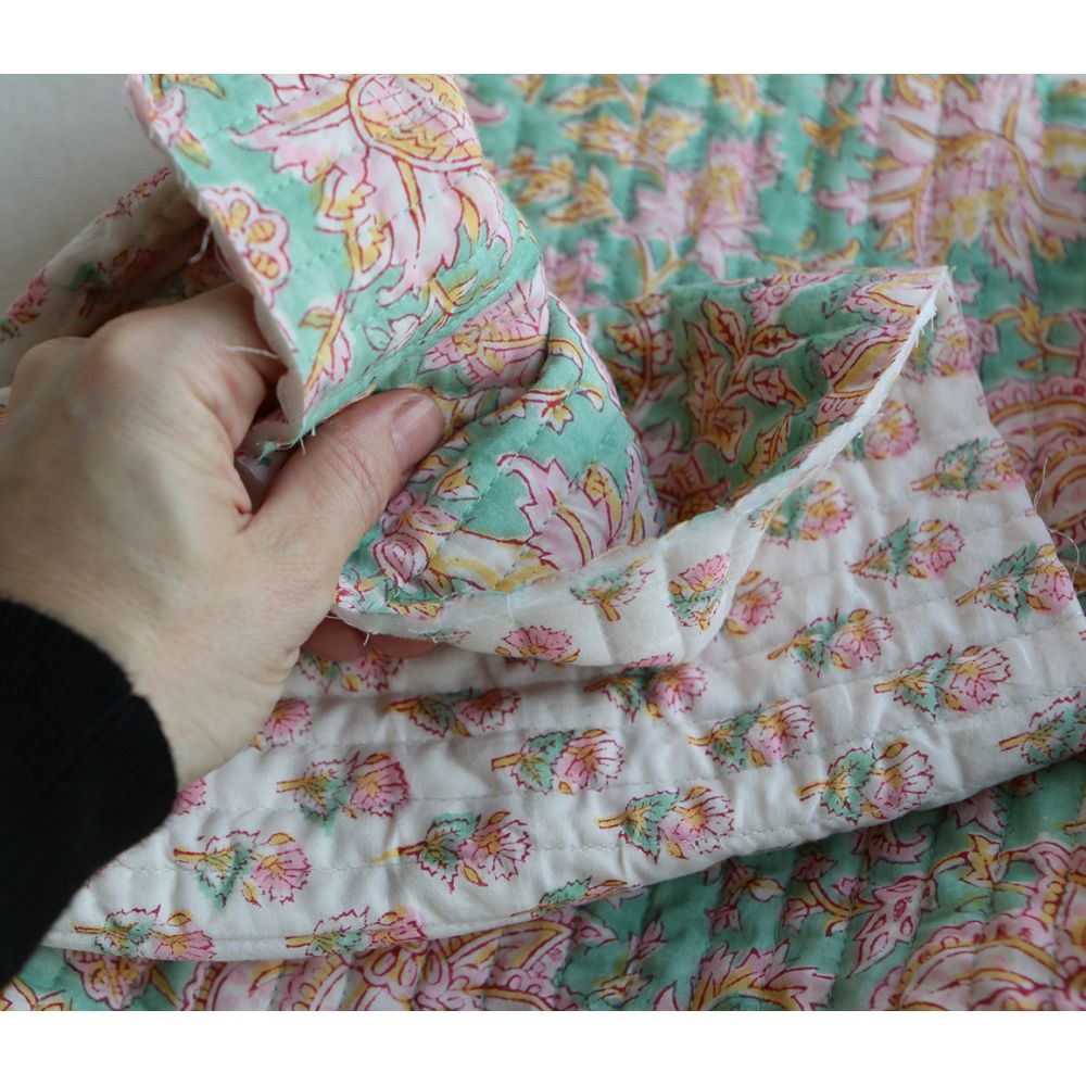 Nalini - Tissu indien matelassé double face coton hand block largeur 100cm