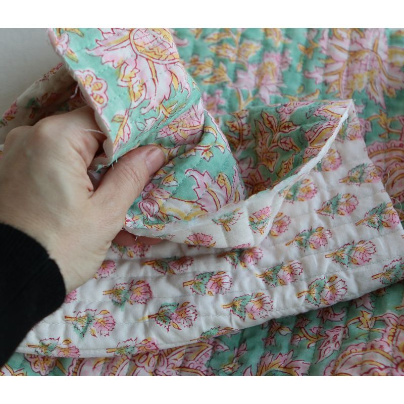 Nalini - Tissu indien matelassé double face coton hand block largeur 100cm