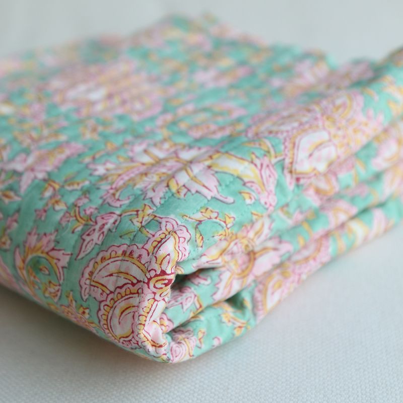 Nalini - Tissu indien matelassé double face coton hand block largeur 100cm