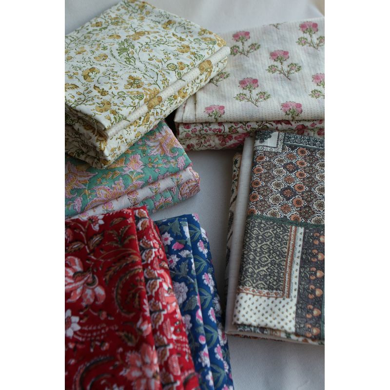 Nalini - Tissu indien matelassé double face coton hand block largeur 100cm