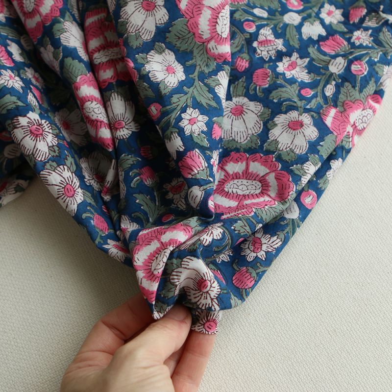 Neha - Tissu indien en coton imprimé main Hand Block Artisanal