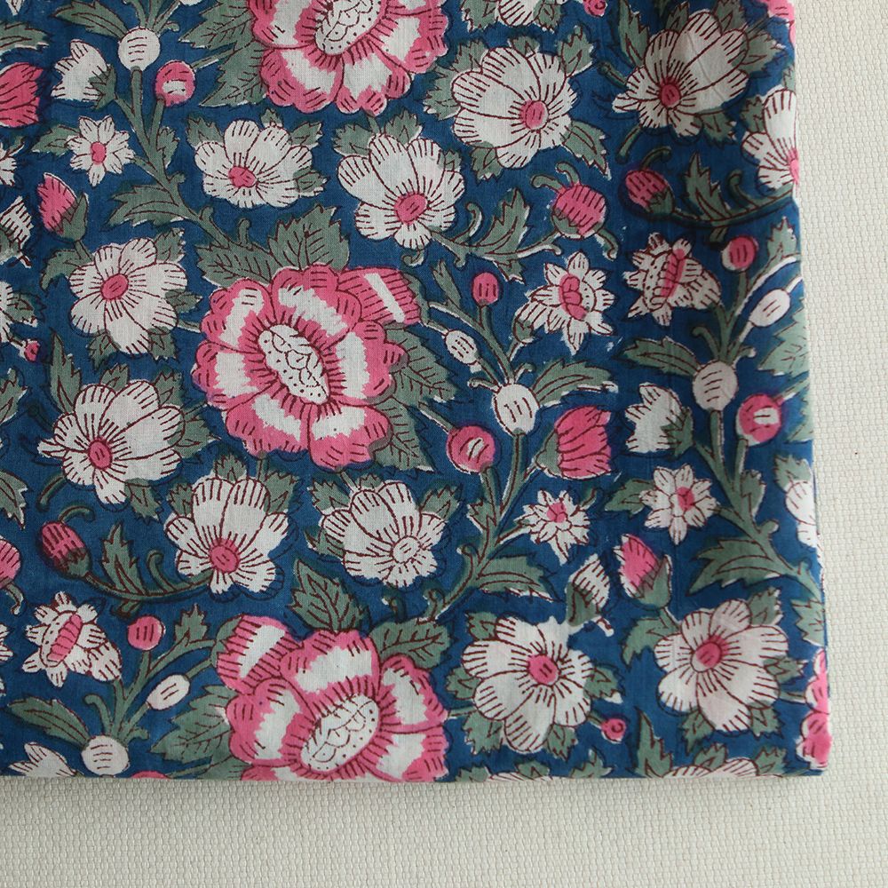 Neha - Tissu indien en coton imprimé main Hand Block Artisanal