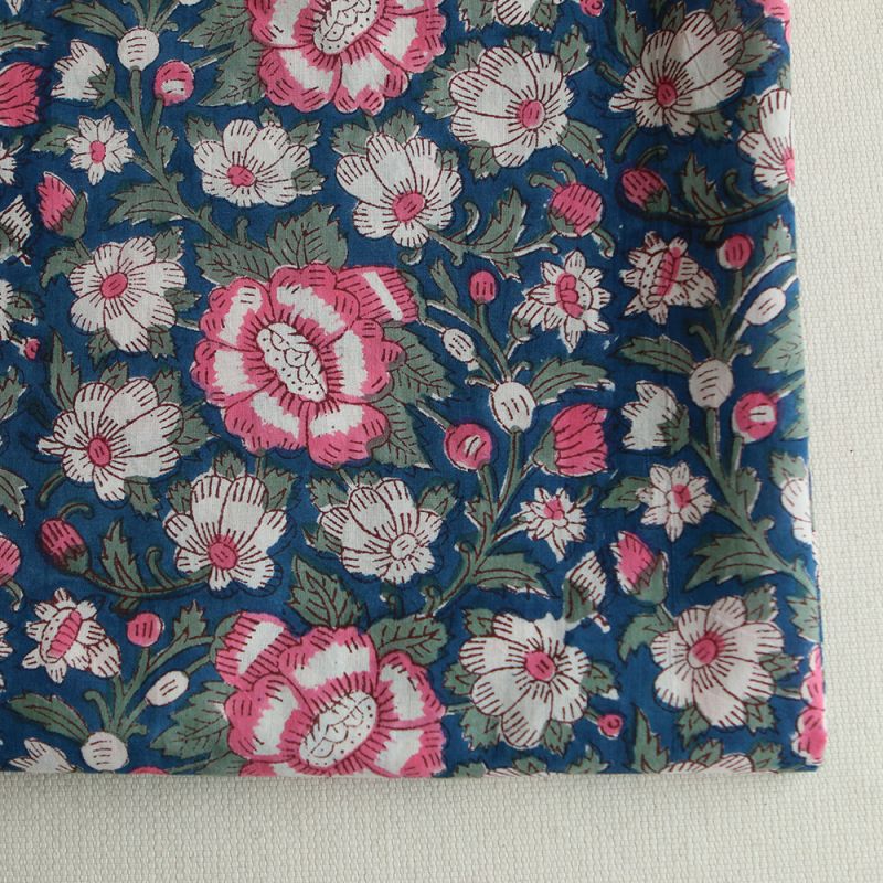 Neha - Tissu indien en coton imprimé main Hand Block Artisanal