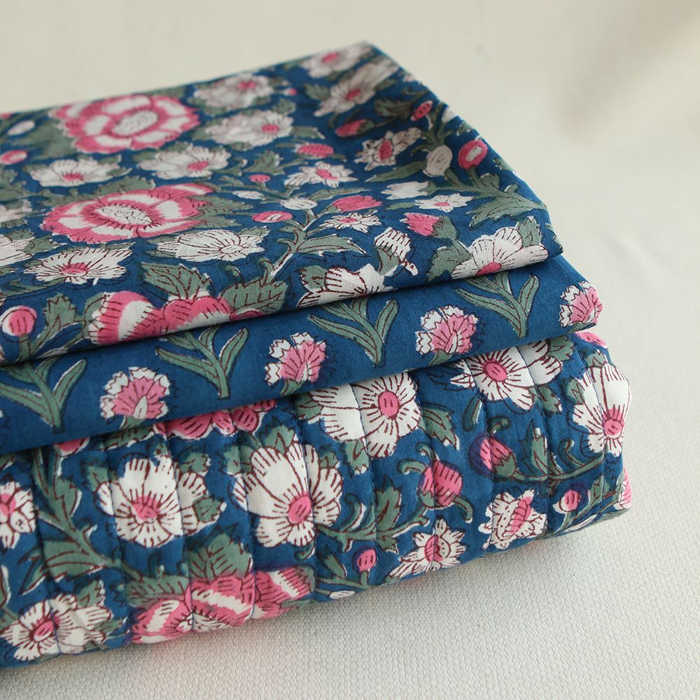 Neha - Tissu indien en coton imprimé main Hand Block Artisanal