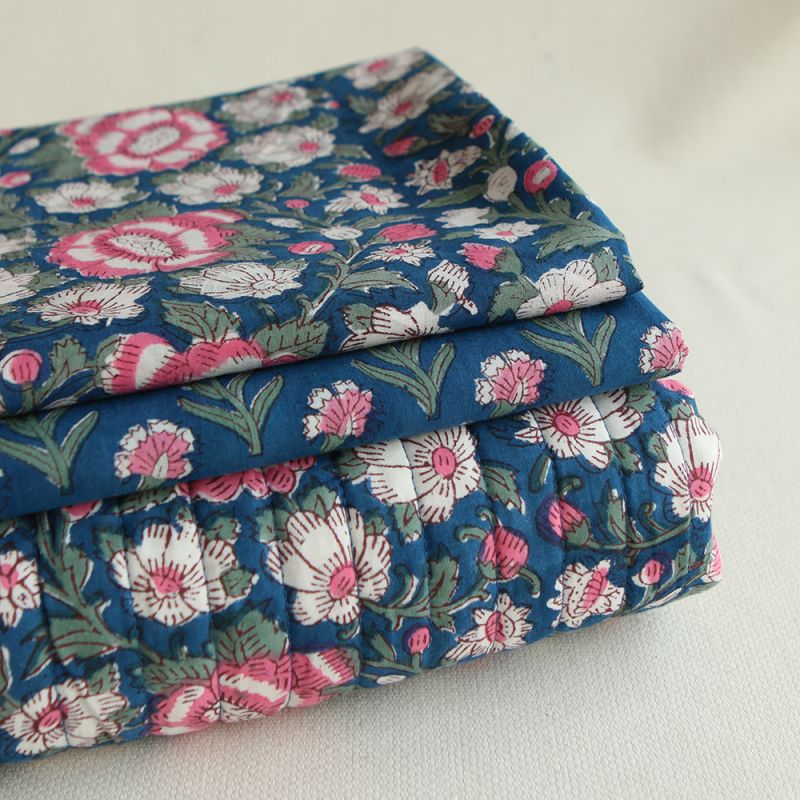 Neha - Tissu indien en coton imprimé main Hand Block Artisanal