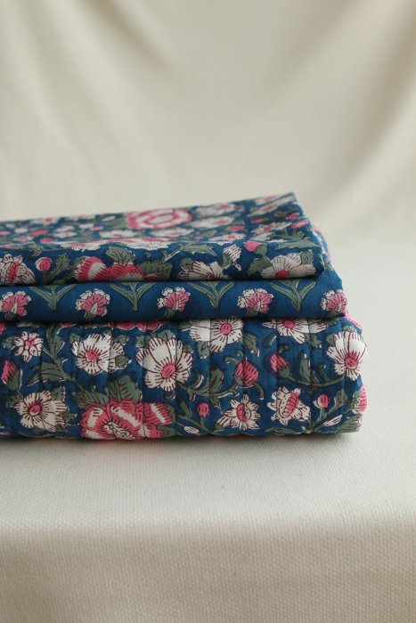 Neha - Tissu indien en coton imprimé main Hand Block Artisanal