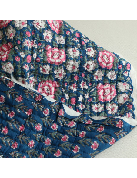 Neha - Tissu indien matelassé double face coton hand block largeur 100cm