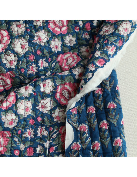 Neha - Tissu indien matelassé double face coton hand block largeur 100cm
