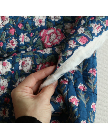 Neha - Tissu indien matelassé double face coton hand block largeur 100cm