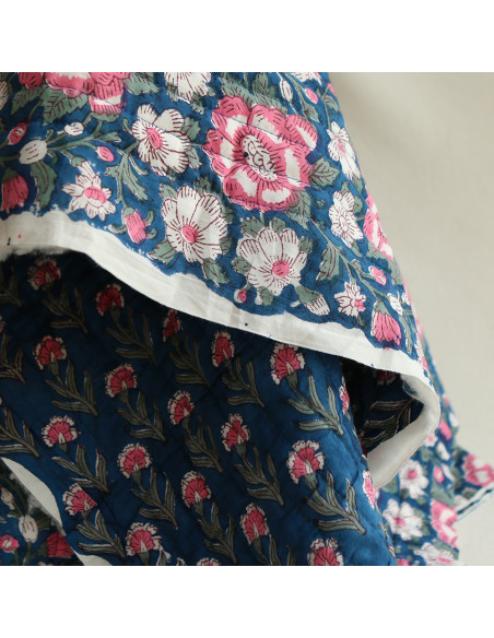 Neha - Tissu indien matelassé double face coton hand block largeur 100cm