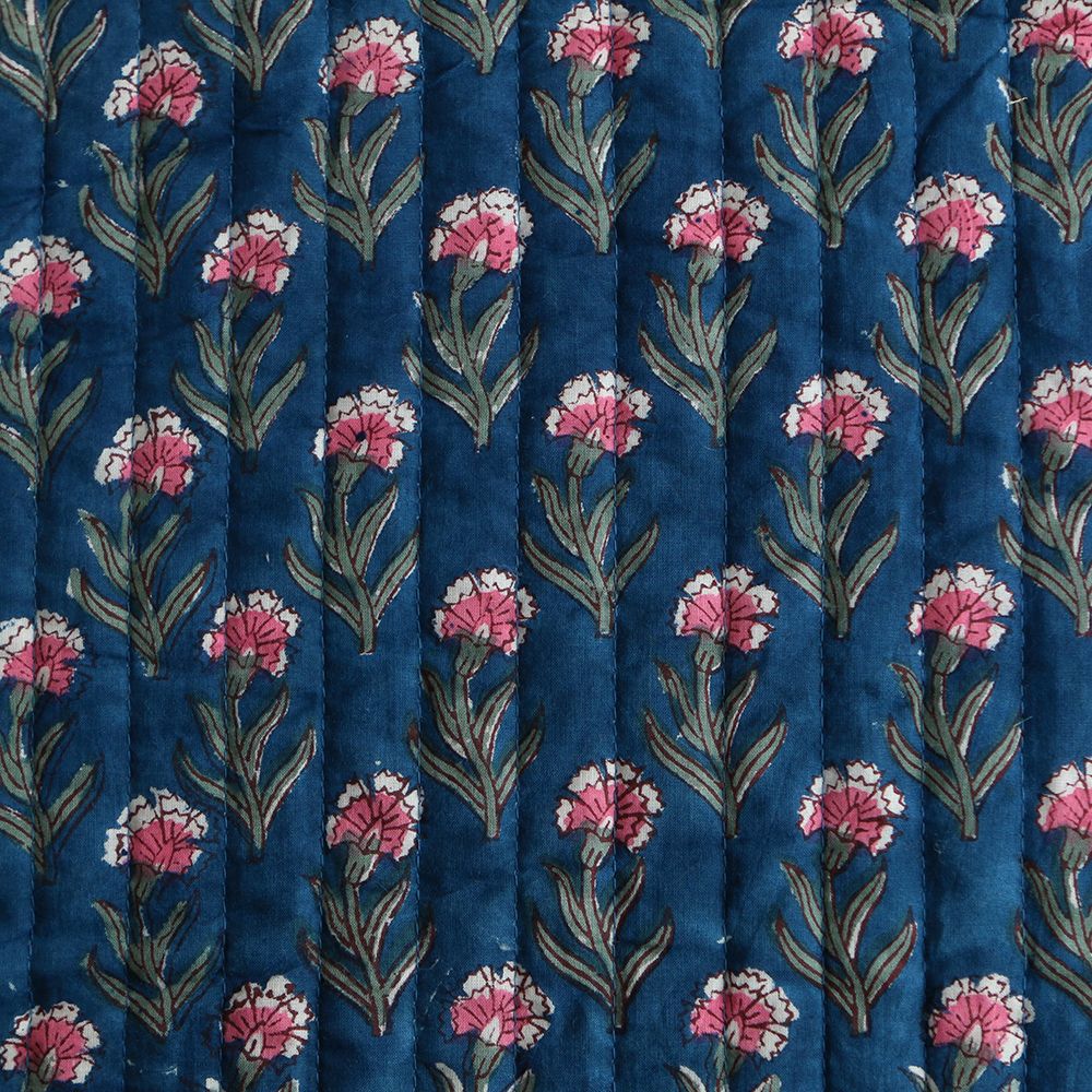 Neha - Tissu indien matelassé double face coton hand block largeur 100cm