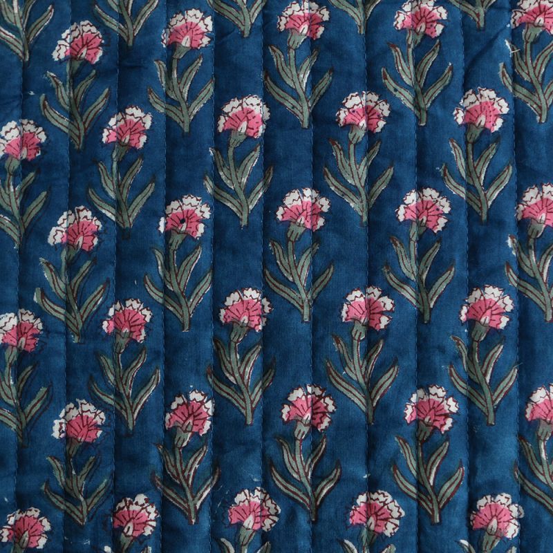 Neha - Tissu indien matelassé double face coton hand block largeur 100cm