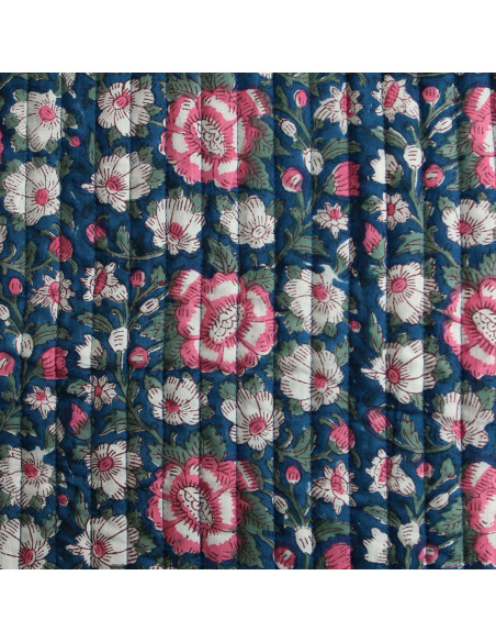 Neha - Tissu indien matelassé double face coton hand block largeur 100cm