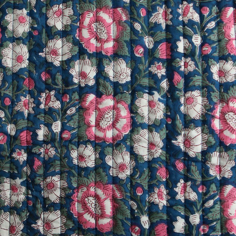 Neha - Tissu indien matelassé double face coton hand block largeur 100cm