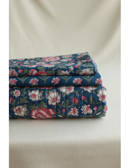 Neha - Tissu indien matelassé double face coton hand block largeur 100cm