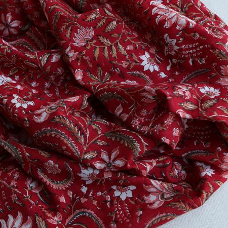 Chandra - Tissu indien en coton imprimé main Hand Block Artisanal Chandra - Tissu indien en coton imprimé main Hand Block Artisanal