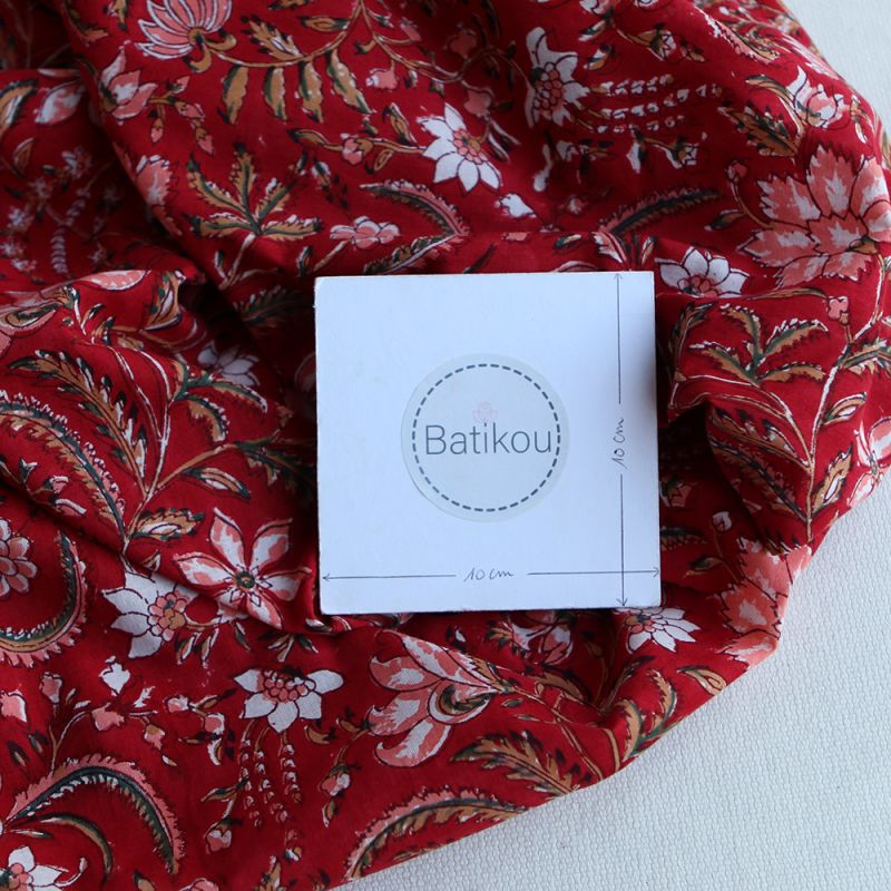 Chandra - Tissu indien en coton imprimé main Hand Block Artisanal