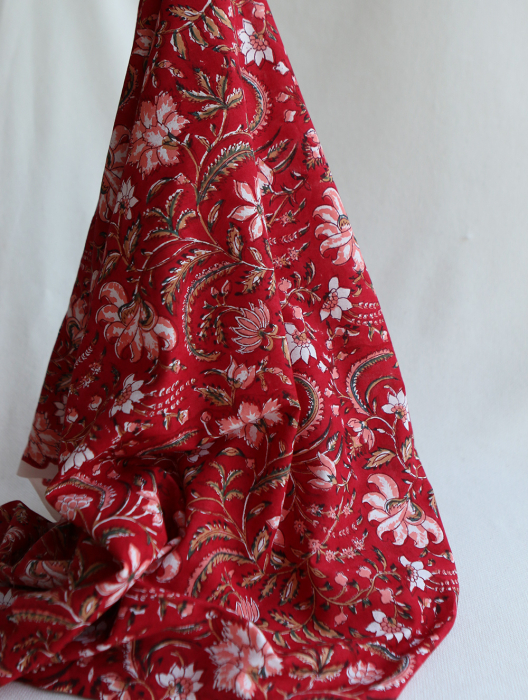 Chandra - Tissu indien en coton imprimé main Hand Block Artisanal