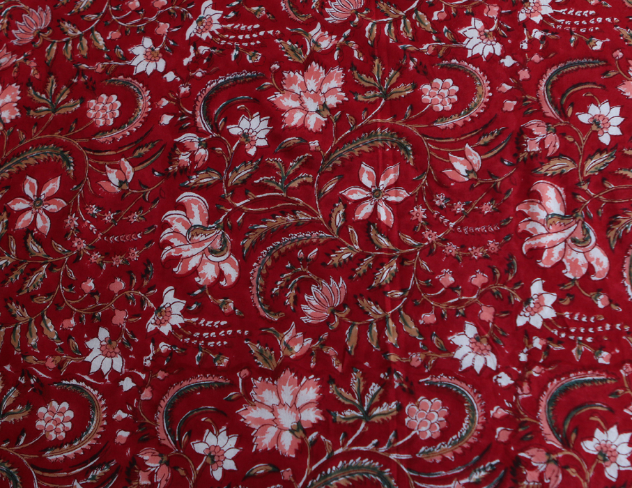 Chandra - Tissu indien en coton imprimé main Hand Block Artisanal