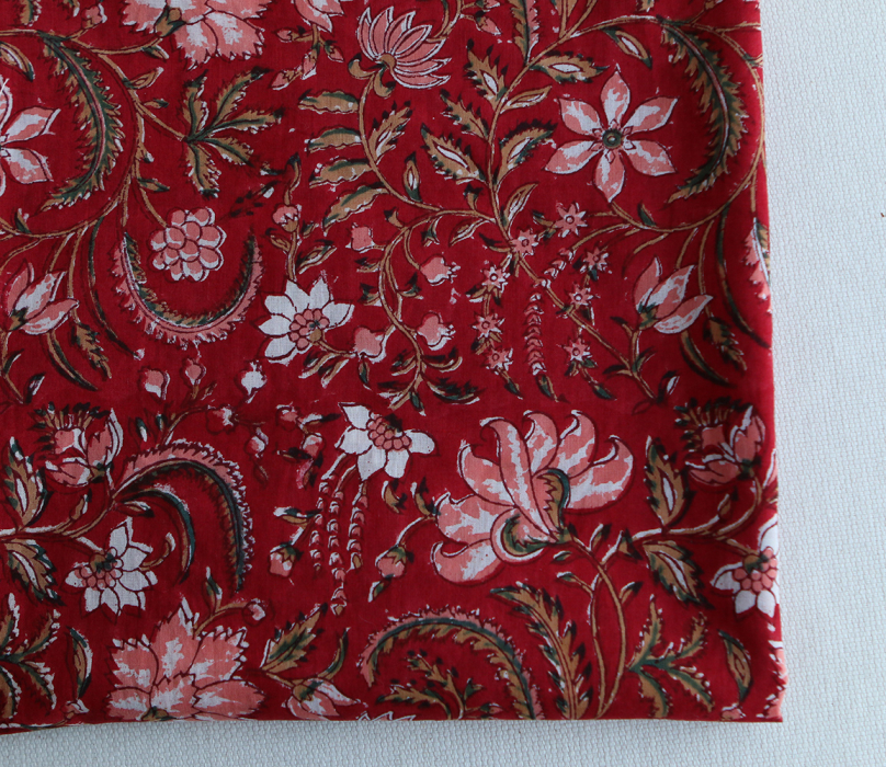 Chandra - Tissu indien en coton imprimé main Hand Block Artisanal