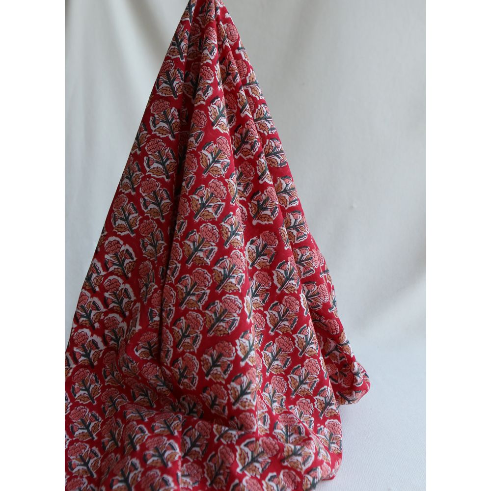 Chandra B - Tissu indien en coton imprimé main Hand Block Artisanal