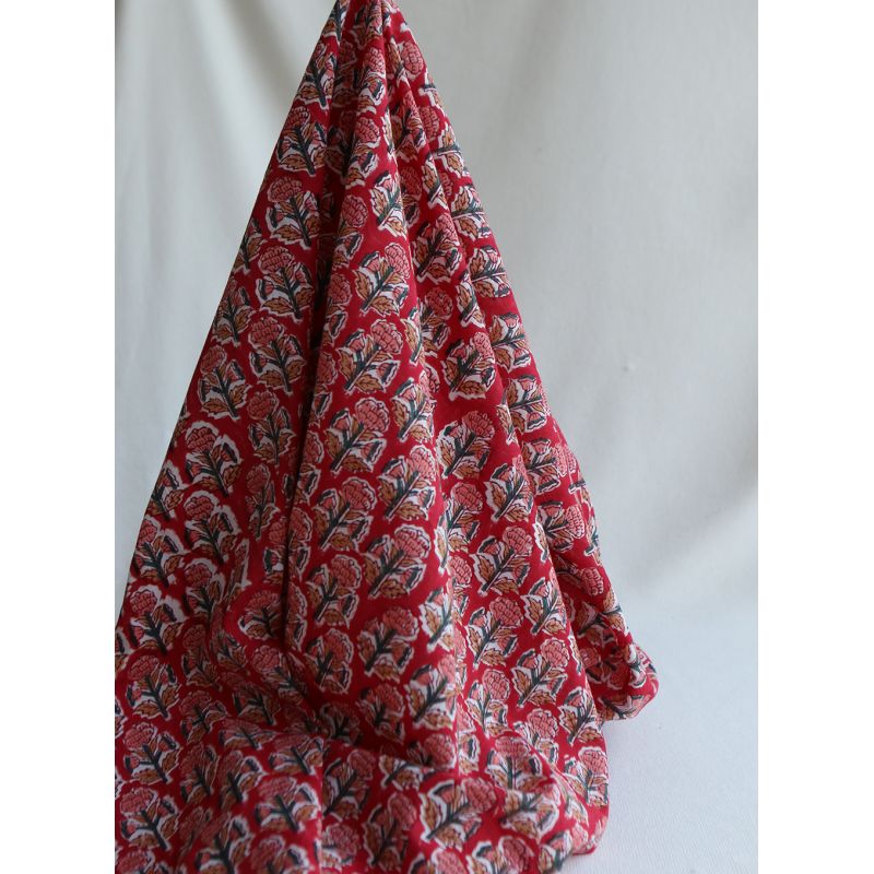 Chandra B - Tissu indien en coton imprimé main Hand Block Artisanal