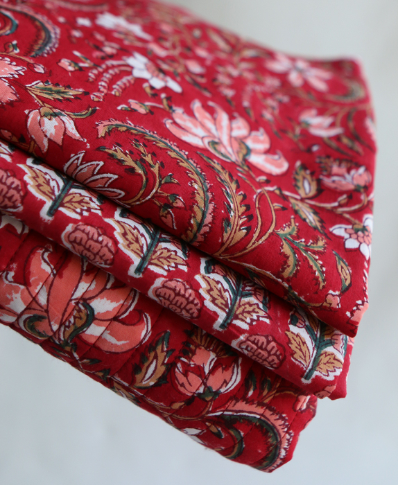 Chandra B - Tissu indien en coton imprimé main Hand Block Artisanal