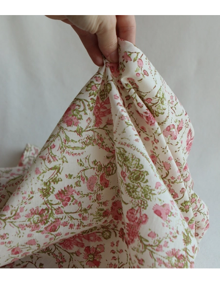 Karishma - Tissu indien en coton imprimé main Hand Block Artisanal