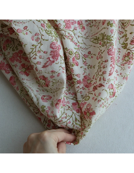 Karishma - Tissu indien en coton imprimé main Hand Block Artisanal