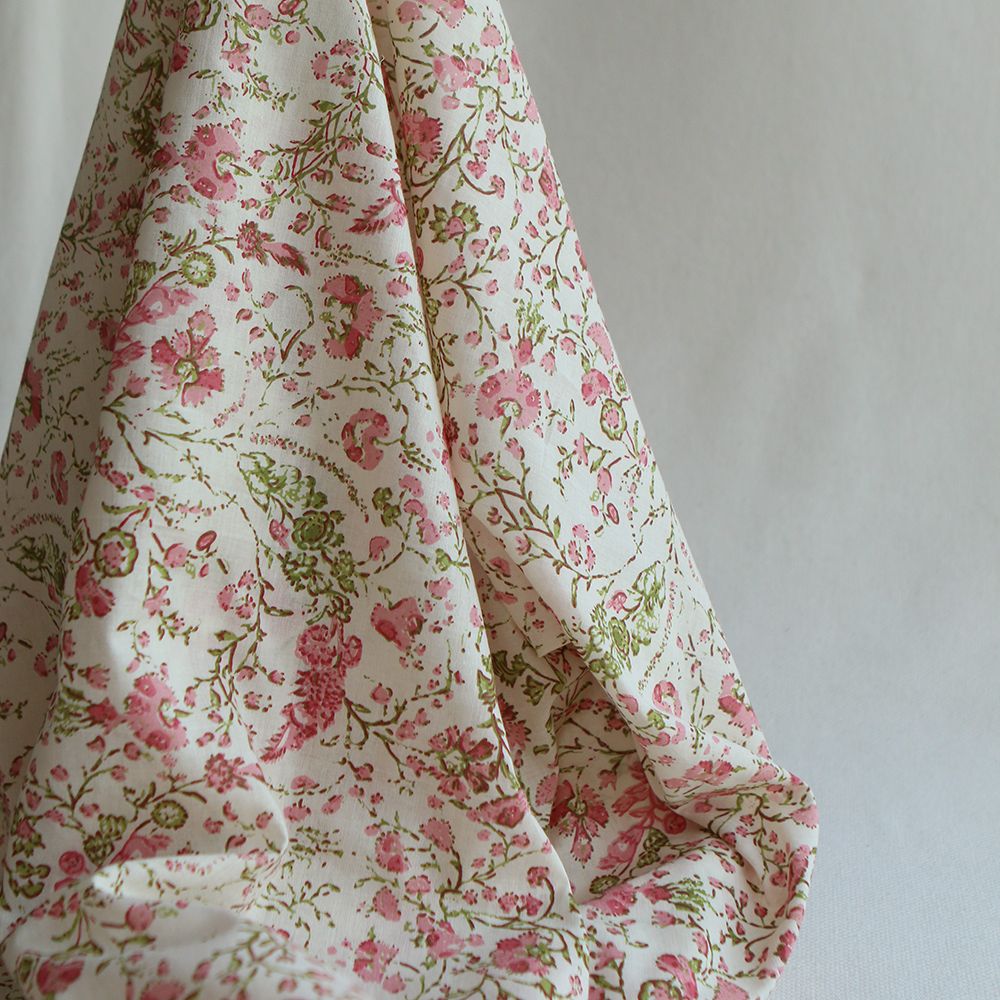 Karishma - Tissu indien en coton imprimé main Hand Block Artisanal