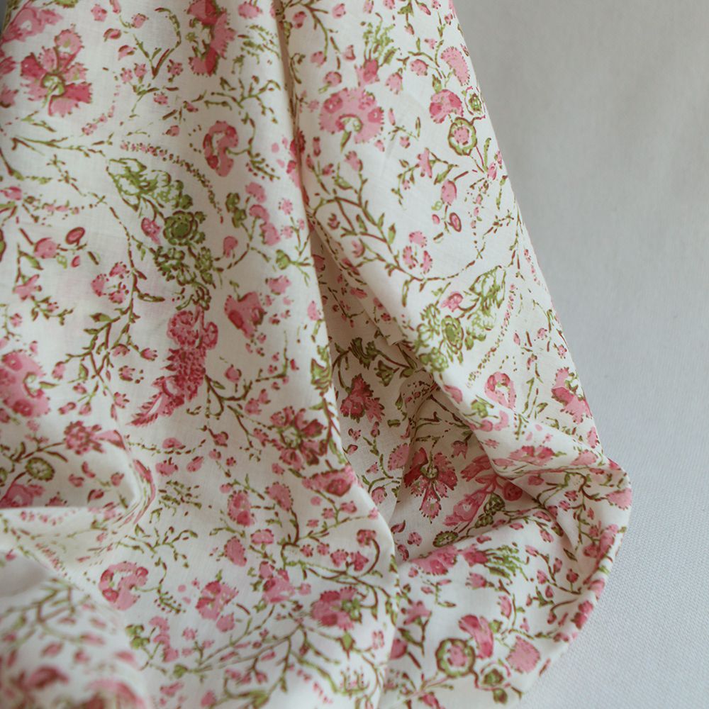 Karishma - Tissu indien en coton imprimé main Hand Block Artisanal