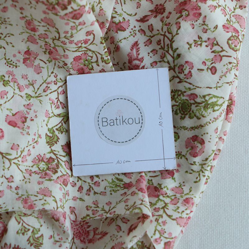 Karishma - Tissu indien en coton imprimé main Hand Block Artisanal