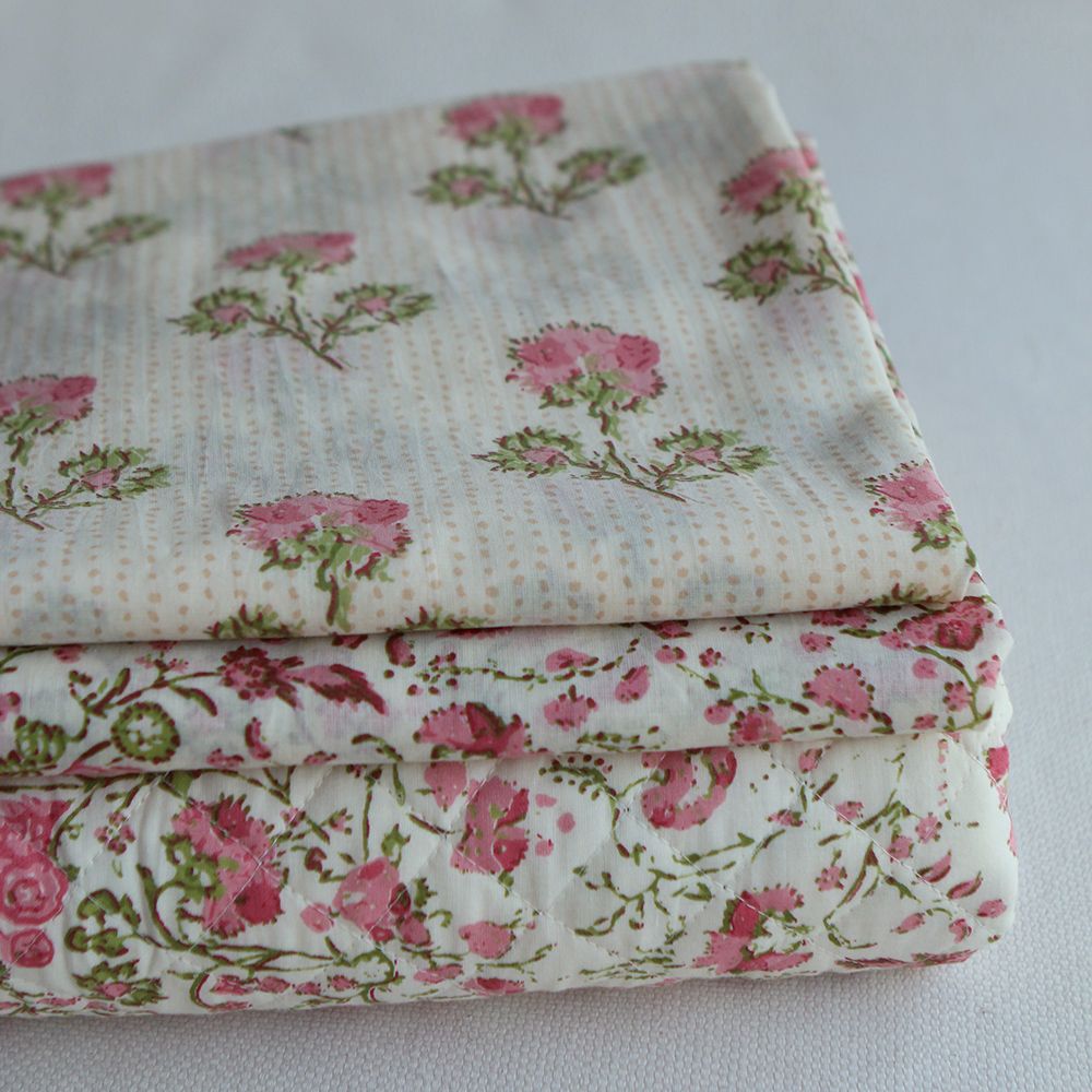 Karishma - Tissu indien en coton imprimé main Hand Block Artisanal