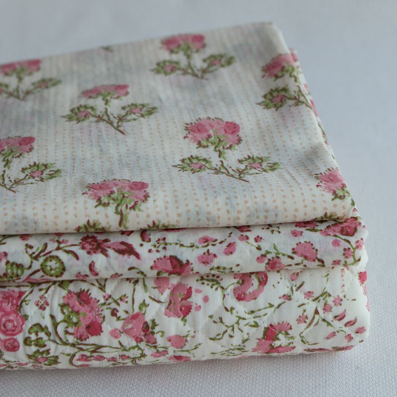 Karishma - Tissu indien en coton imprimé main Hand Block Artisanal