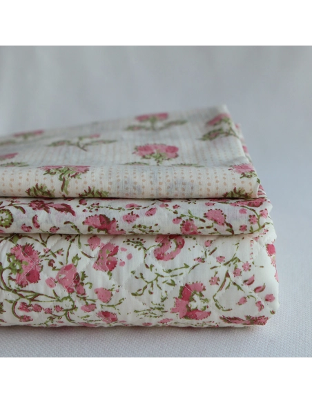 Karishma - Tissu indien en coton imprimé main Hand Block Artisanal