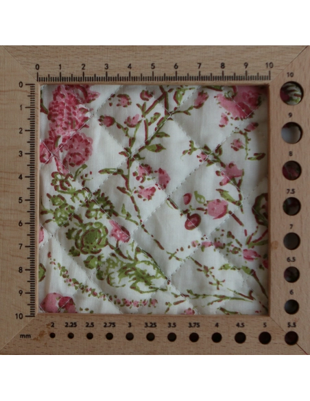 Karishma rose - Tissu indien matelassé double face coton hand block largeur 100cm