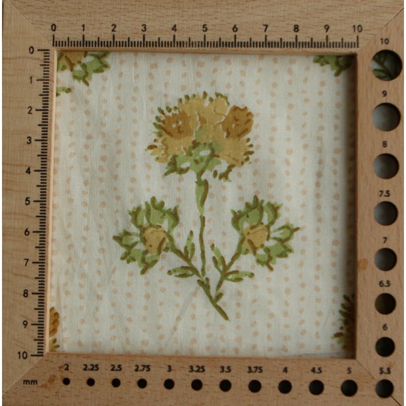 Karishma jaune B - Tissu indien en coton imprimé main Hand Block Artisanal