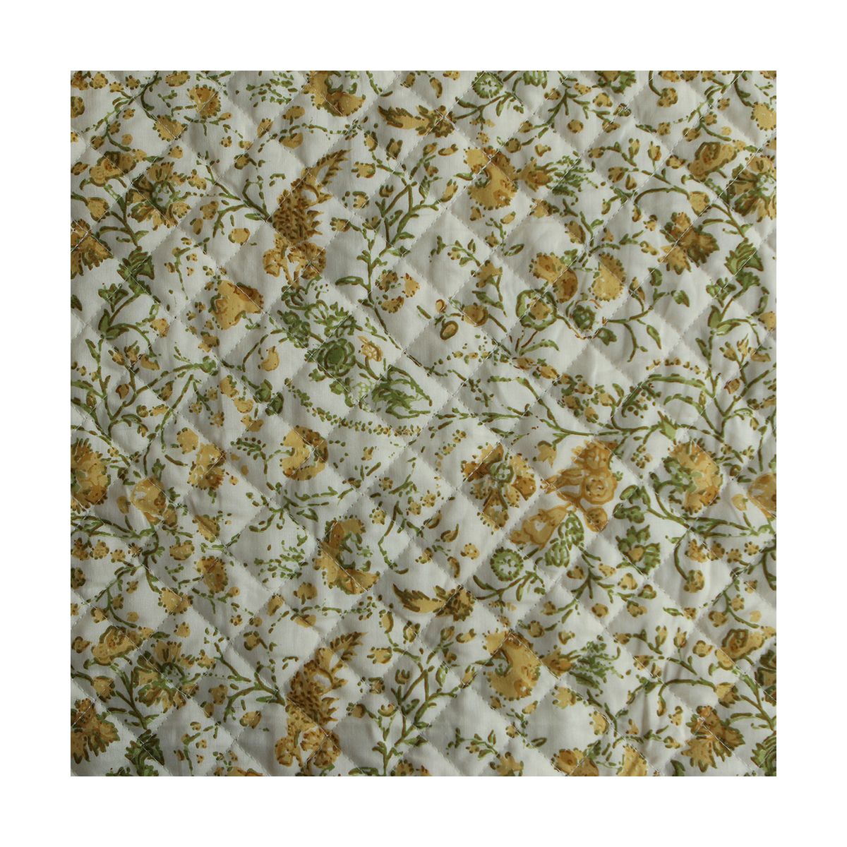Karishma jaune - Tissu indien matelassé double face coton hand block largeur 100cm Karishma jaune - Tissu indien matelassé double face coton hand block largeur 100cm