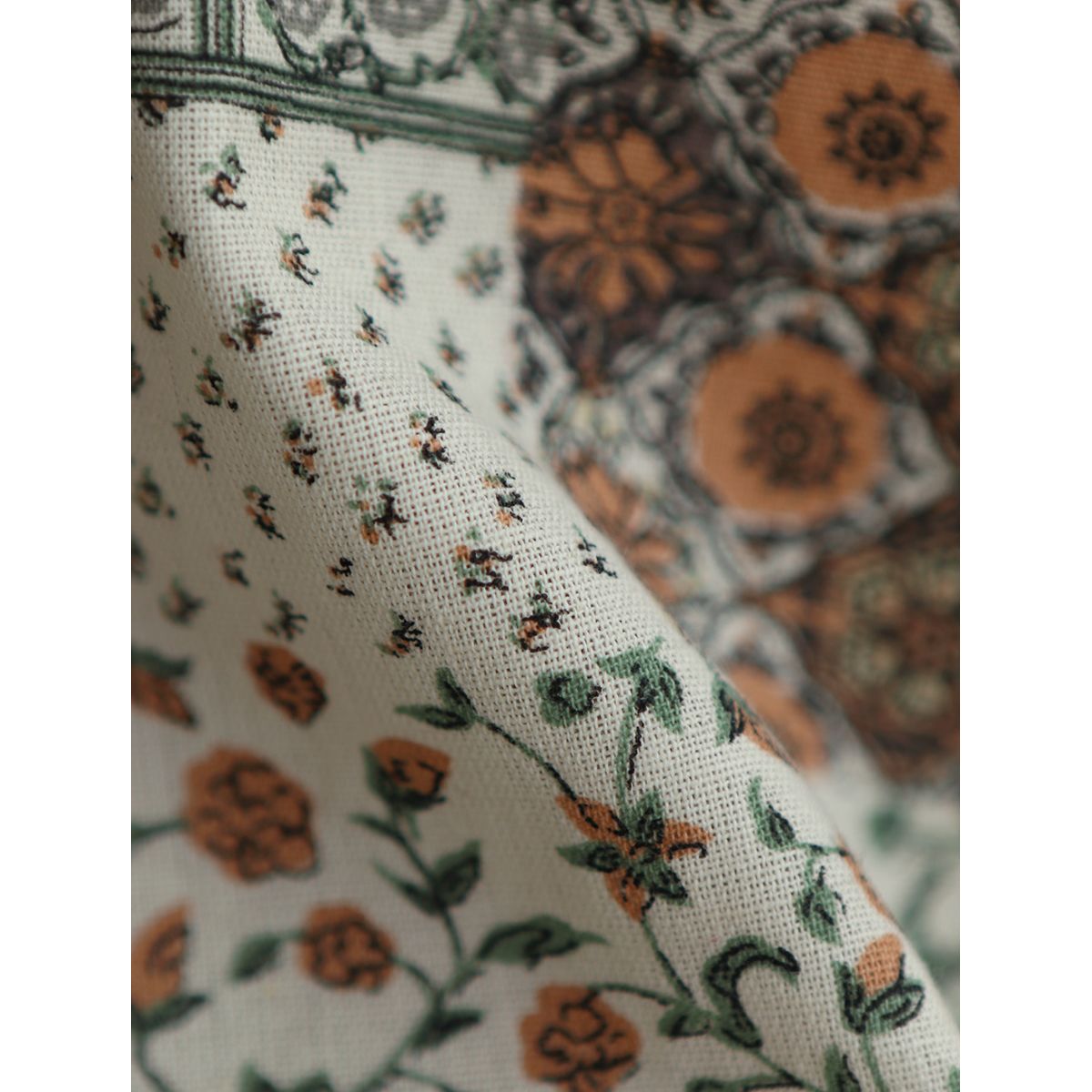 Riya - Tissu indien coton effet lin Hand Block Artisanal Riya - Tissu indien coton effet lin Hand Block Artisanal