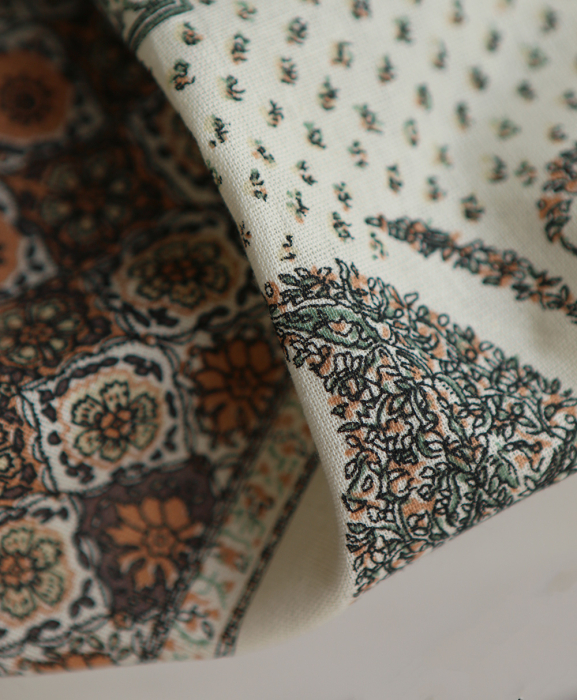 Riya - Tissu indien coton effet lin Hand Block Artisanal