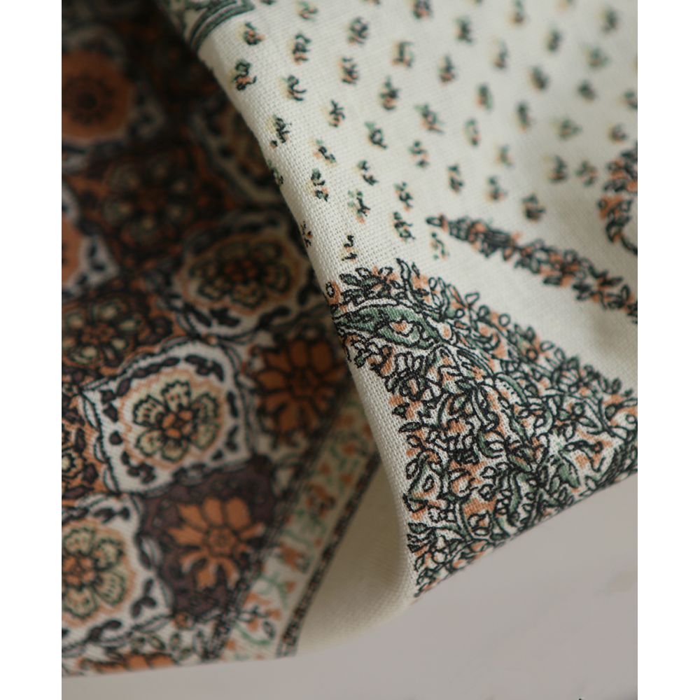 Riya - Tissu indien coton effet lin Hand Block Artisanal