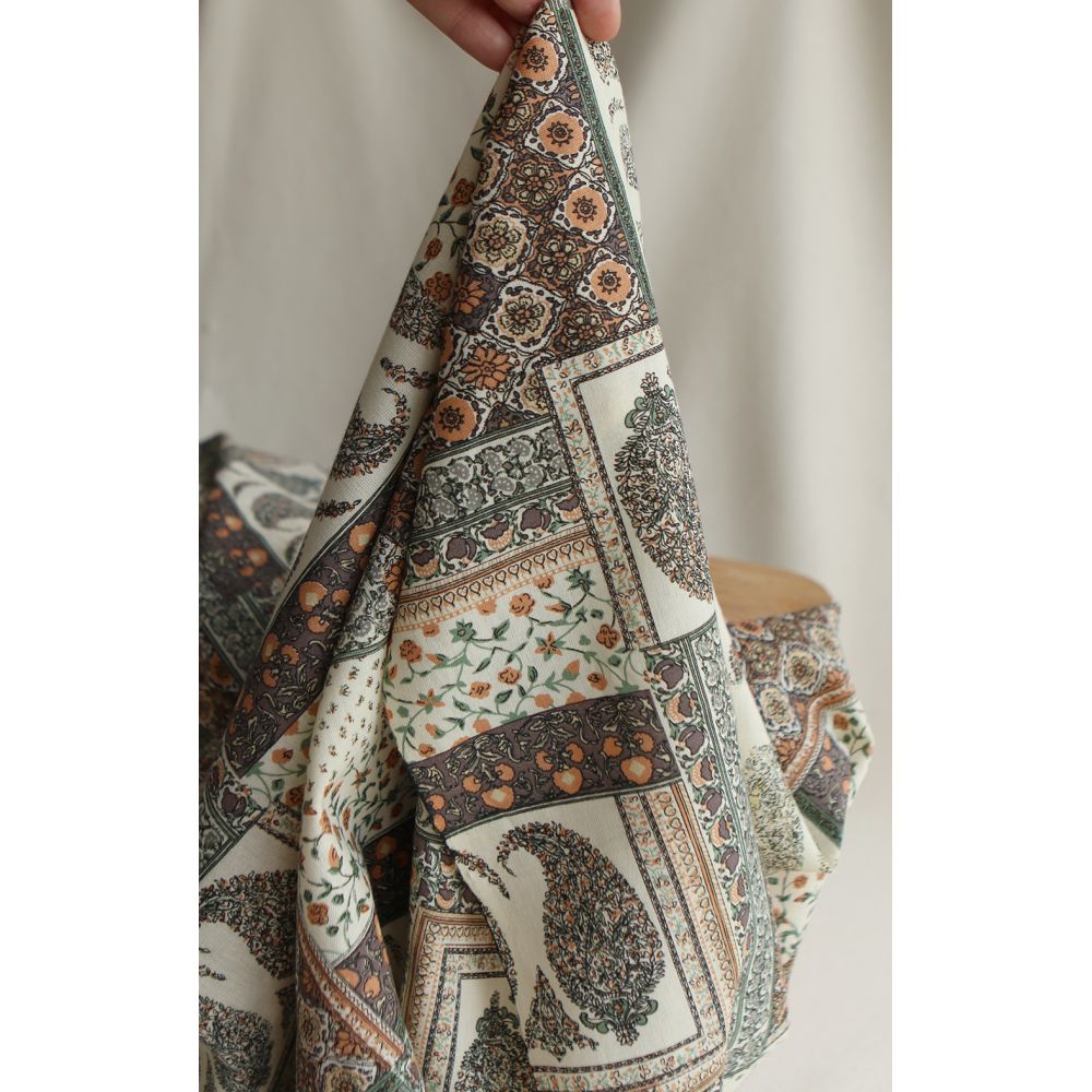 Riya - Tissu indien coton effet lin Hand Block Artisanal